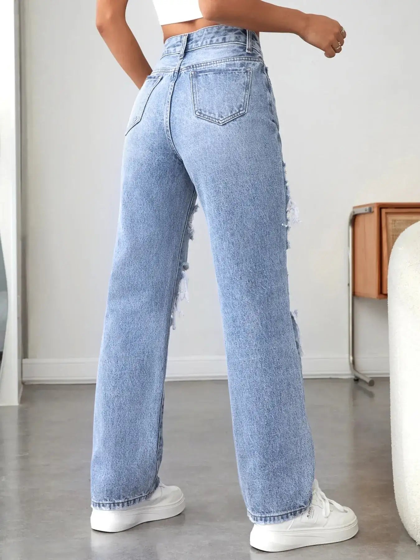 Distressed High Waisted Jeans - Jeans Junction Online