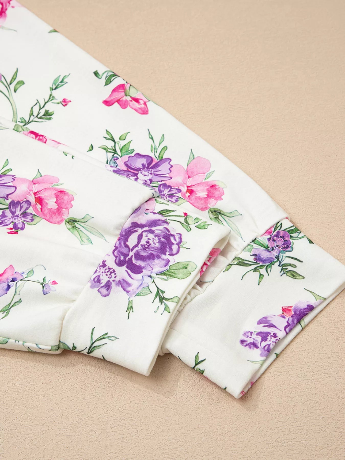 Floral Print Round Neck Top and Drawstring Pants Lounge Set - Jeans Junction Online