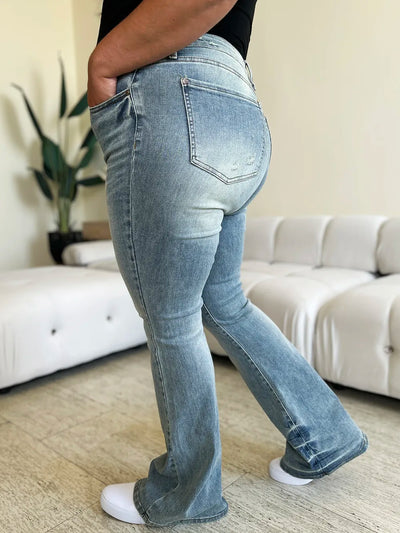 Judy Blue Full Size Mid Rise Flare Jeans - Jeans Junction Online