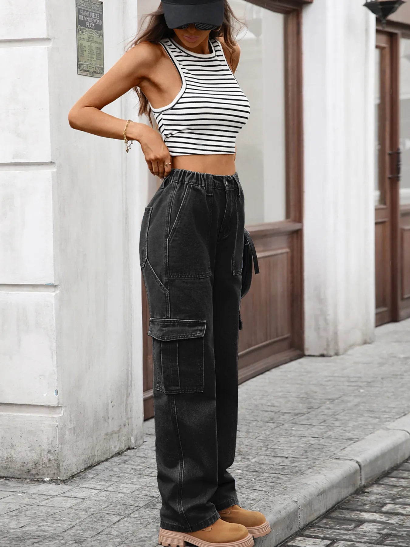 High-Waisted Cargo Jeans - Jeans Junction Online