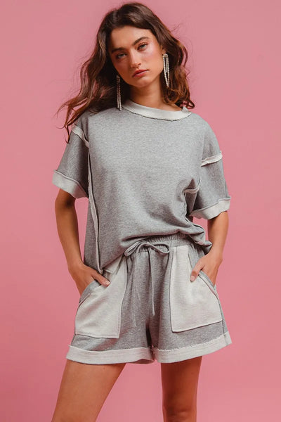 BiBi French Terry Knit Shorts with Side Pocket - Jeans Junction Online