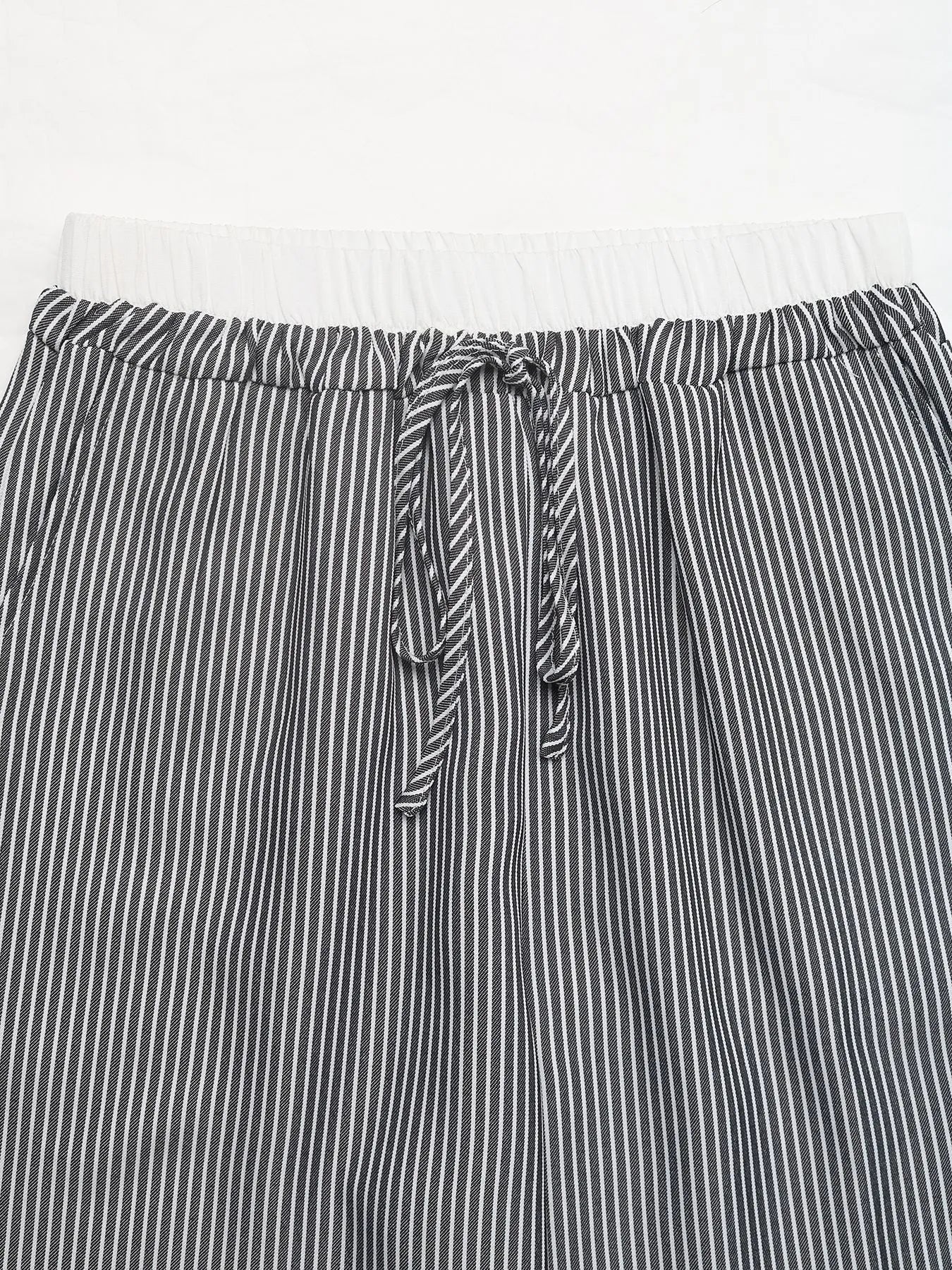 Striped Wide Leg Drawstring Pants - Jeans Junction Online