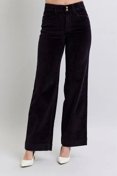 Judy Blue Full Size High Waist Corduroy Trouser Wide Plus Size - Jeans Junction Online