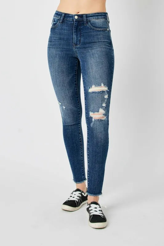 Judy Blue Full Size High Waist Distressed Skinny Jeans - Jeans Junction Online