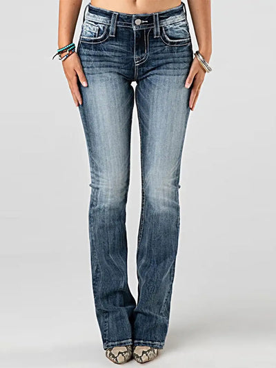 Embroidered Washed Bootcut Jeans - Jeans Junction Online