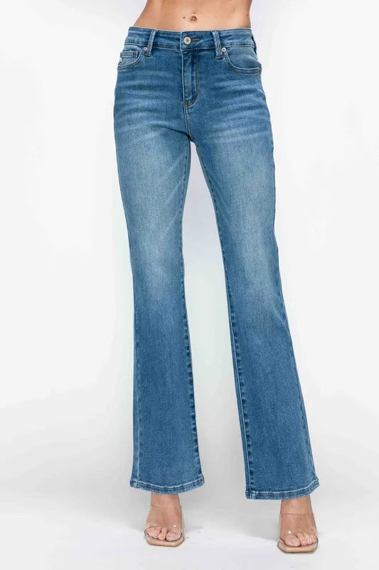 bytos Full Size Cat's Whiskers Mid Rise Bootcut Jeans - Jeans Junction Online