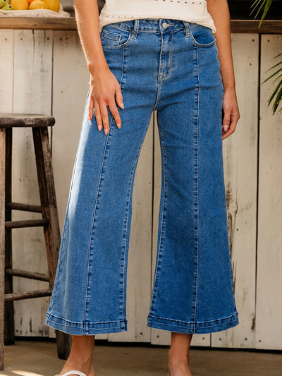Seam Detail Flared Bottom Ankle Length Jeans - Jeans Junction Online