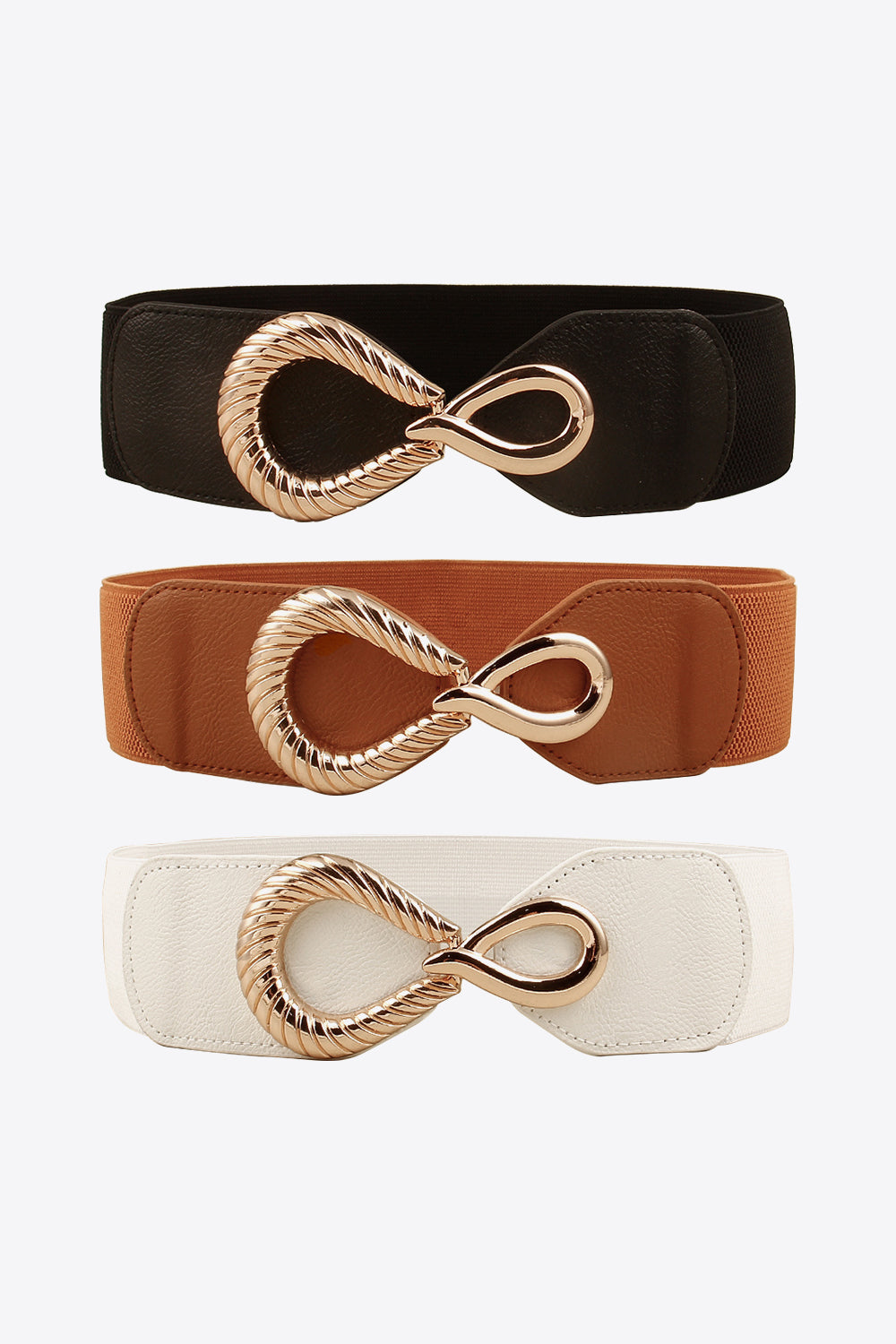 Ribbed Alloy Buckle Elastic Belt - Jeans Junction Online