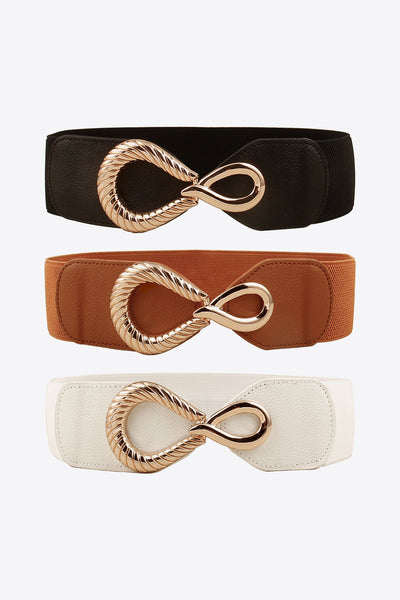 Ribbed Alloy Buckle Elastic Belt - Jeans Junction Online