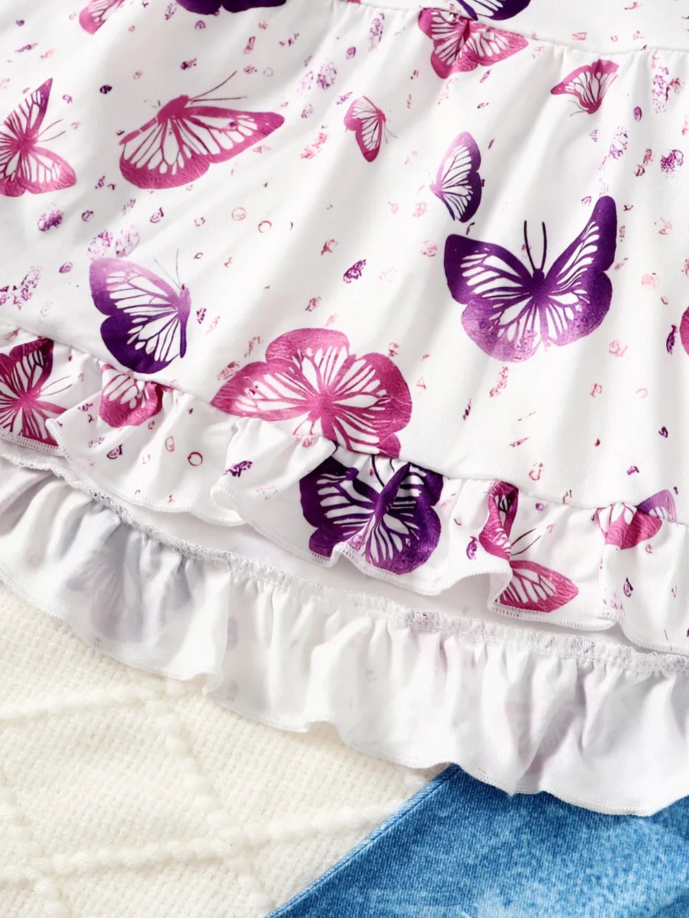 Children's Butterfly Print Top and Flare Pants Set - Jeans Junction Online