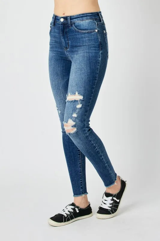 Judy Blue Full Size High Waist Distressed Skinny Jeans - Jeans Junction Online