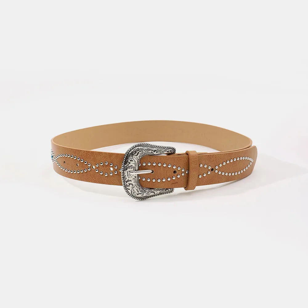 PU Leather Rhinestone Belt - Jeans Junction Online