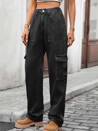 High-Waisted Cargo Jeans - Jeans Junction Online