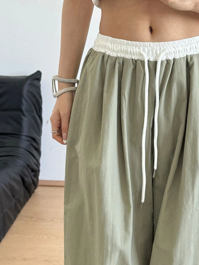 Wide Leg Drawstring Casual Pants - Jeans Junction Online