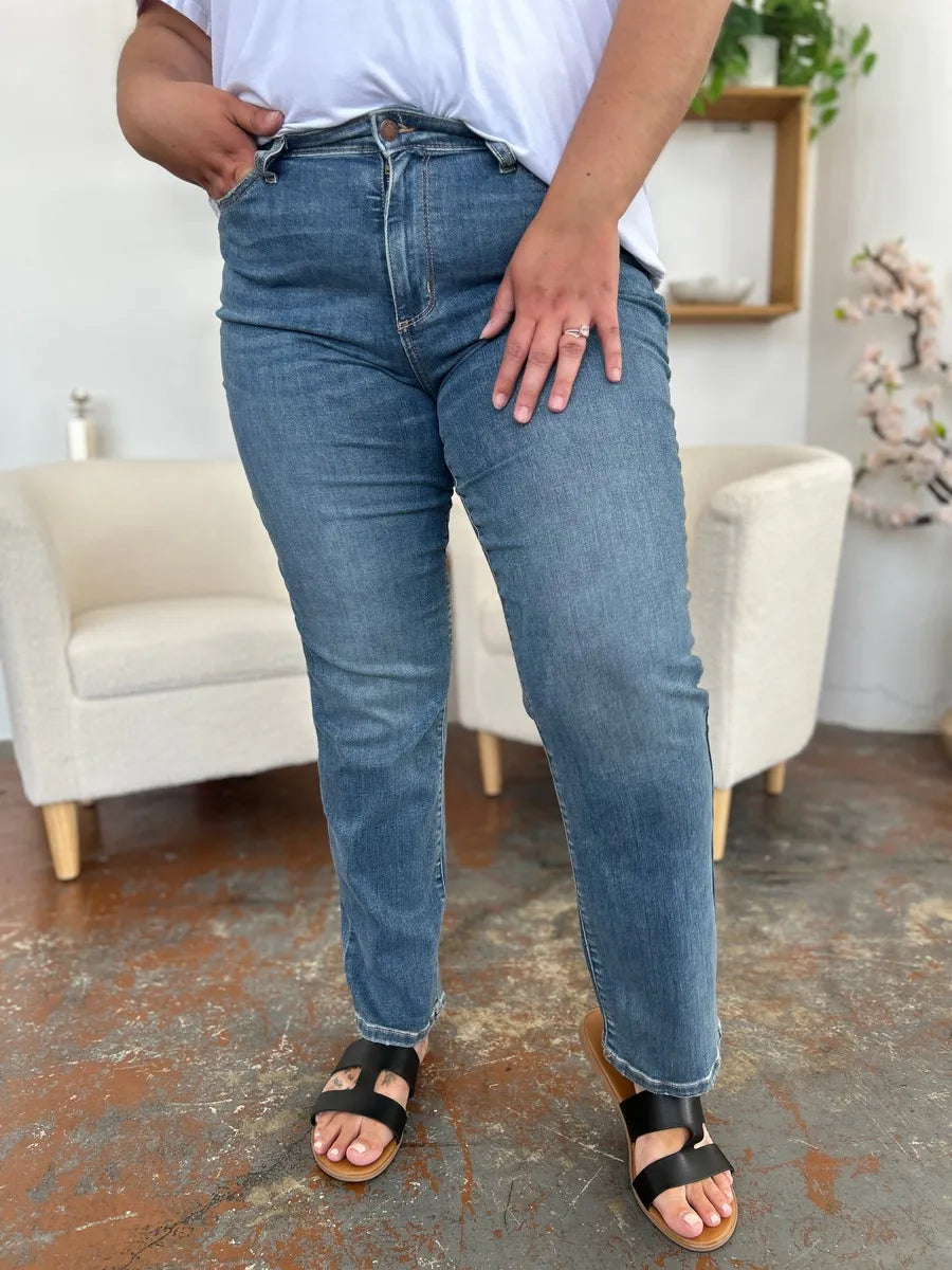 Judy Blue Full Size High Waist Straight Jeans - Jeans Junction Online