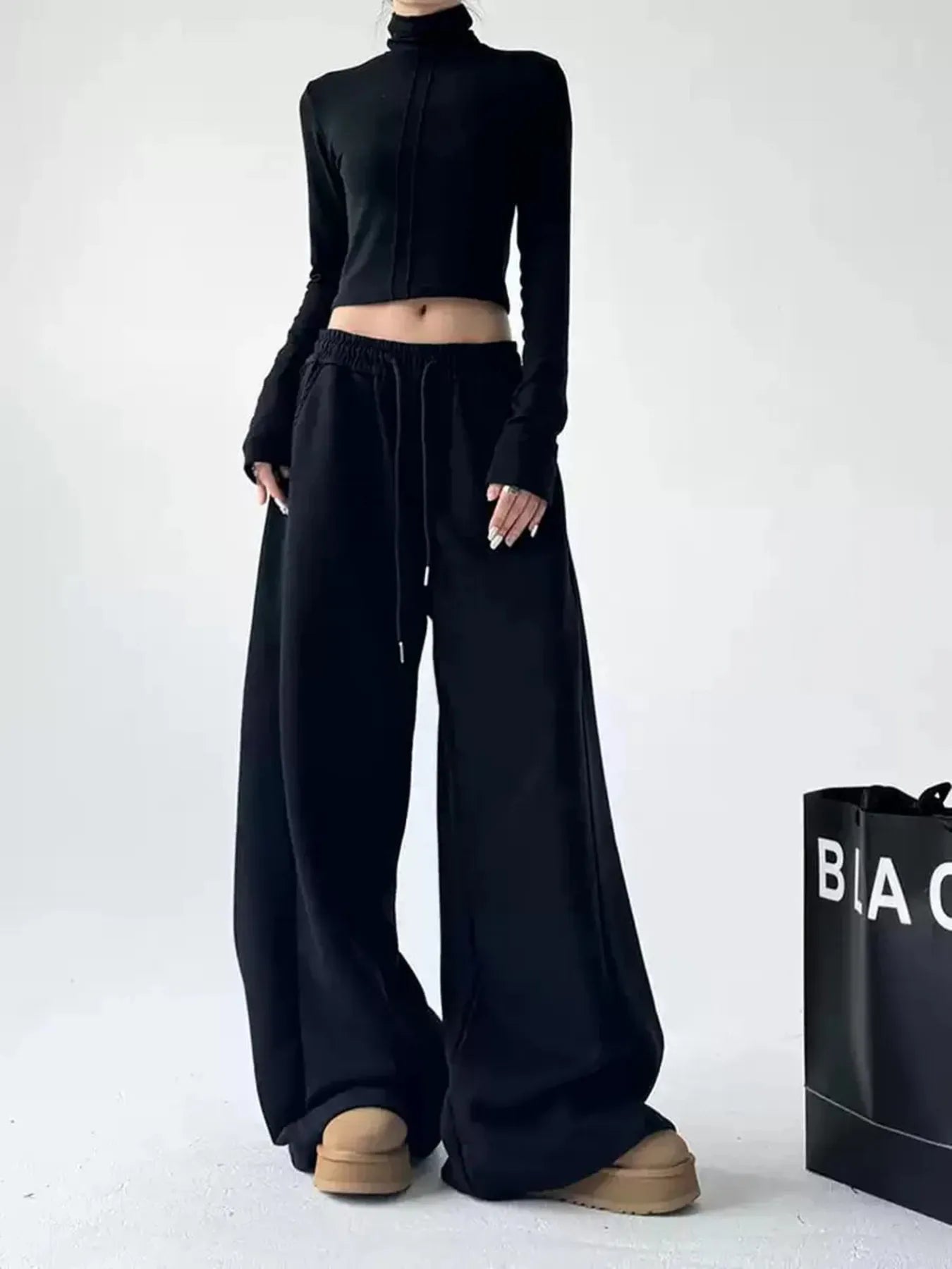 Oversized Wide Leg Drawstring Pants - Jeans Junction Online