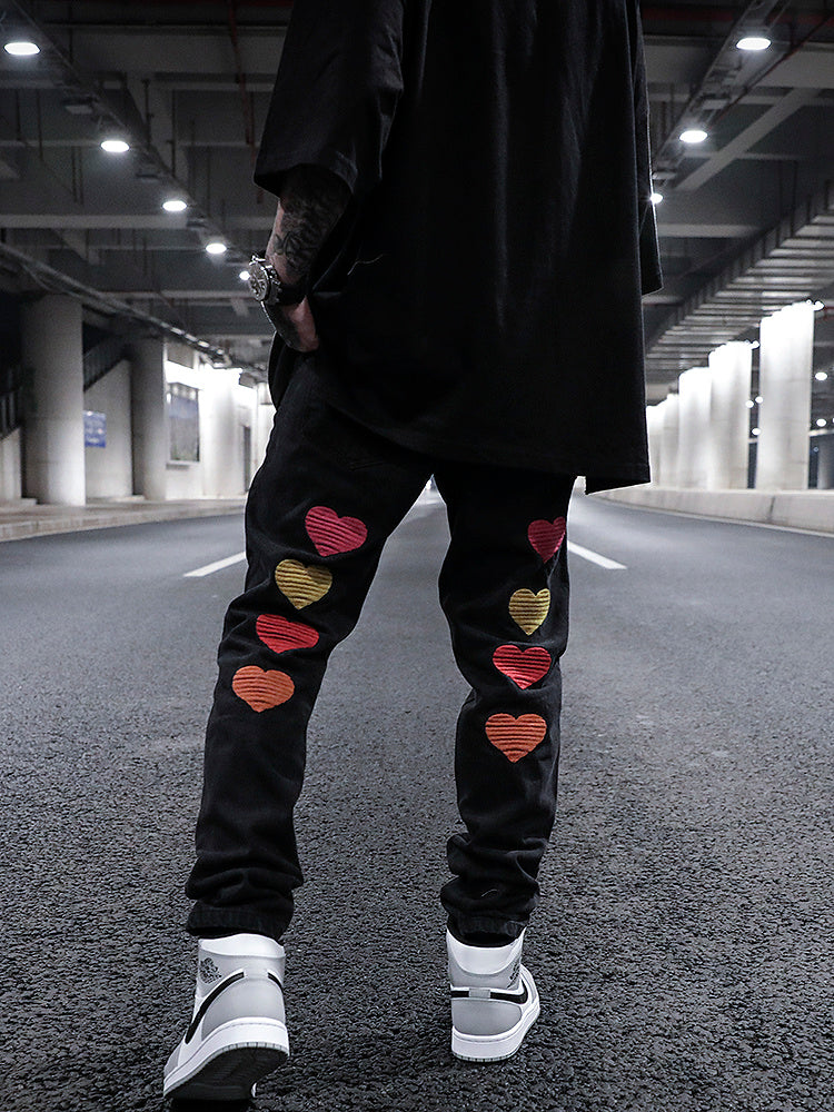 Love Embroidered Fitted Straight Leg Jeans - Jeans Junction Online