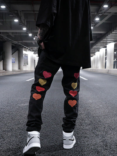 Love Embroidered Fitted Straight Leg Jeans - Jeans Junction Online