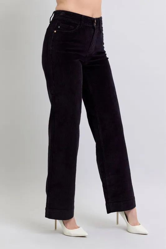 Judy Blue Full Size High Waist Corduroy Trouser Wide Plus Size - Jeans Junction Online