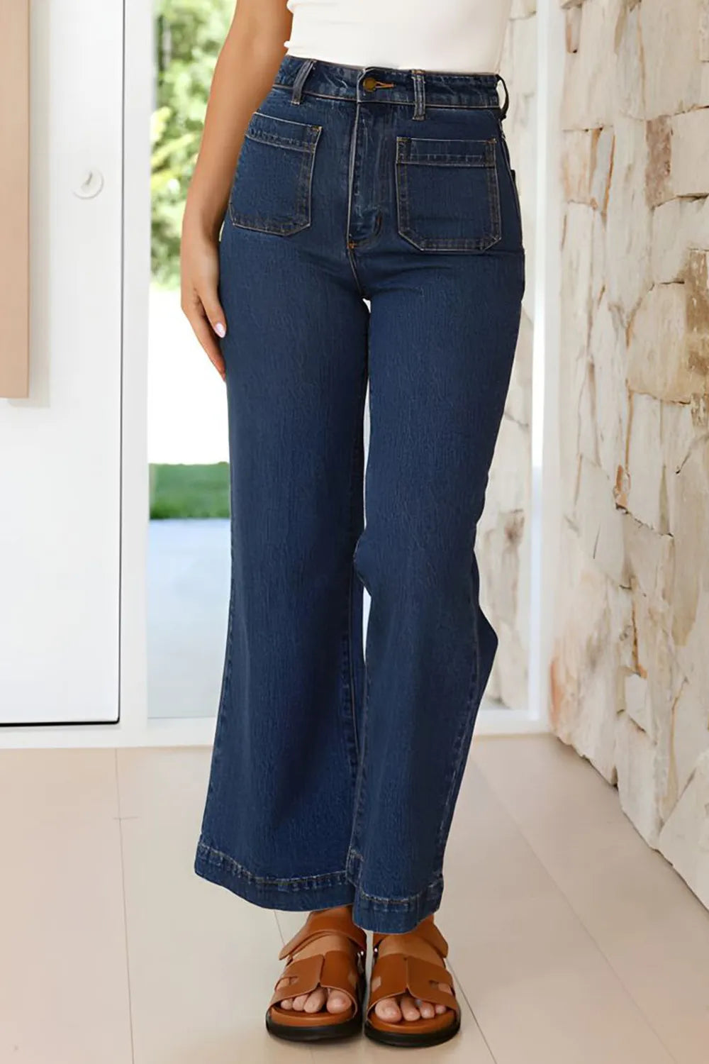 High Waist Bootcut Jeans with Pockets - Jeans Junction Online
