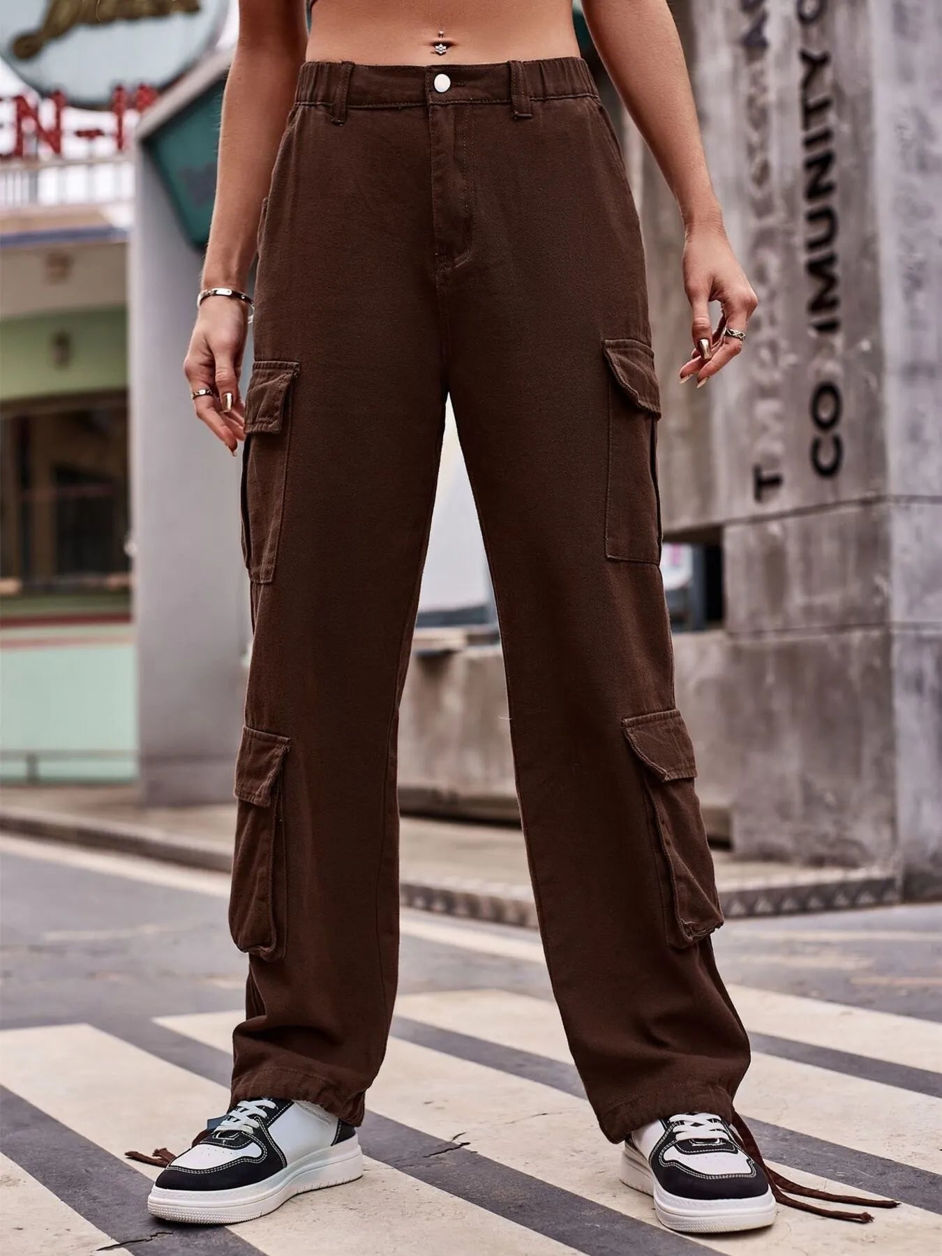 Casual Wide Leg Cargo Jeans - Jeans Junction Online