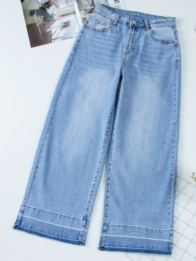 High Waist Wide Leg Washed Jeans - Jeans Junction Online