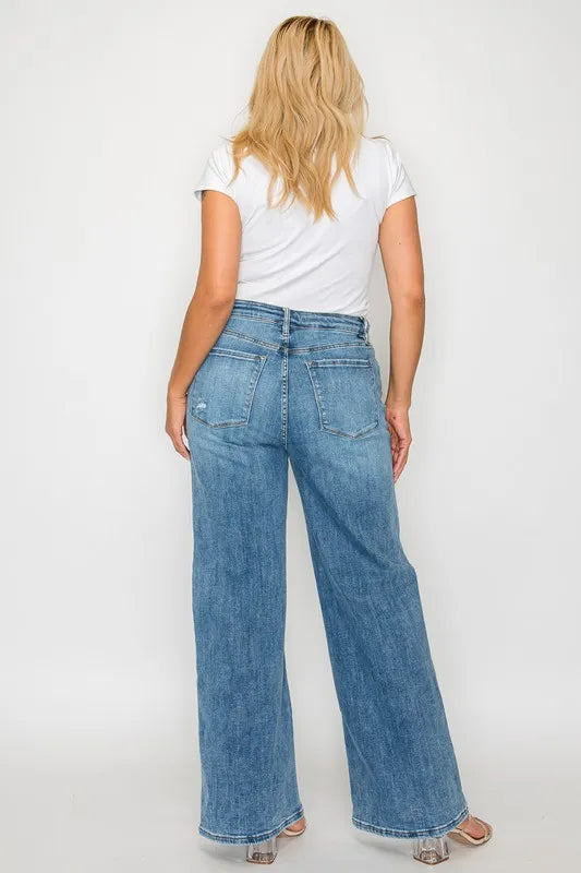 bytos Full Size High Rise Wide Leg Jeans with Pockets - Jeans Junction Online