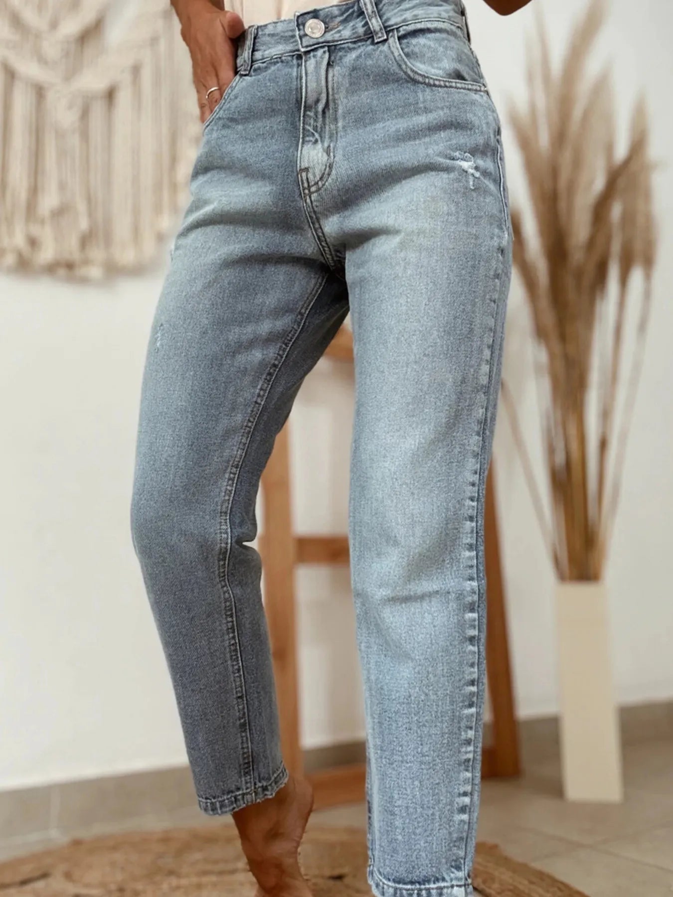 Distressed Ankle-length Straight Jeans - Jeans Junction Online