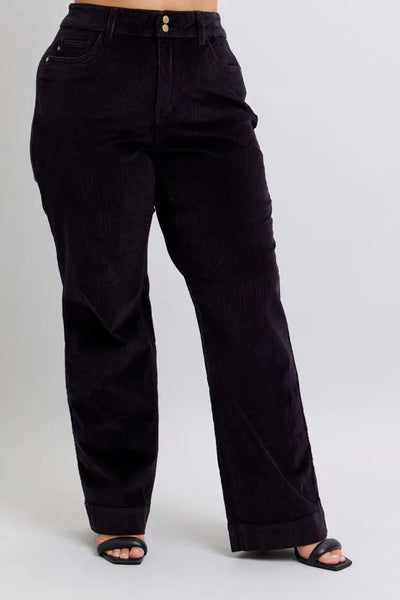 Judy Blue Full Size High Waist Corduroy Trouser Wide Plus Size - Jeans Junction Online