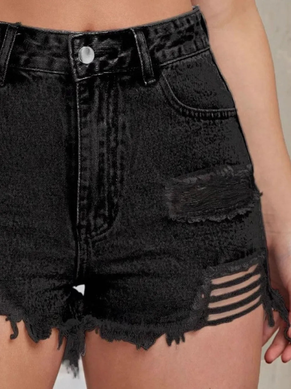 Distressed Raw Hem High Waist Denim Shorts - Jeans Junction Online