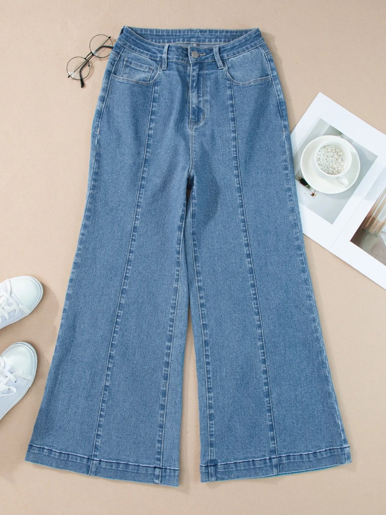 Seam Detail Flared Bottom Ankle Length Jeans - Jeans Junction Online