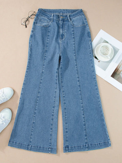 Seam Detail Flared Bottom Ankle Length Jeans - Jeans Junction Online