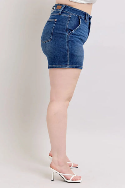Judy Blue Full Size Double Button Waistband Denim Shorts Plus Size - Jeans Junction Online
