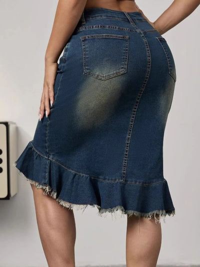 Raw Hem Mermaid Denim Skirt - Jeans Junction Online