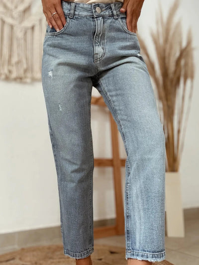 Distressed Ankle-length Straight Jeans - Jeans Junction Online