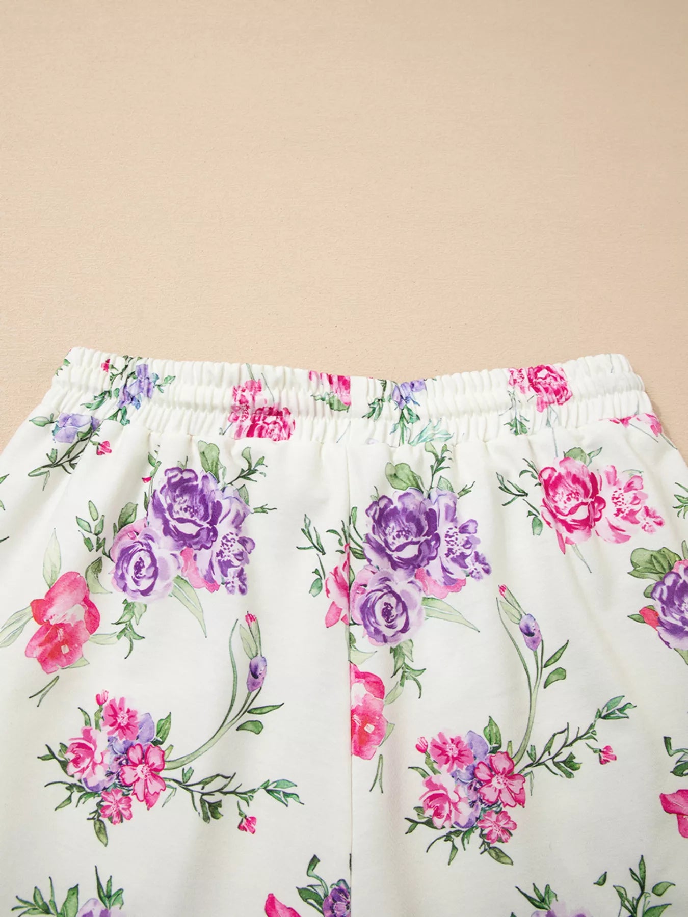 Floral Print Round Neck Top and Drawstring Pants Lounge Set - Jeans Junction Online