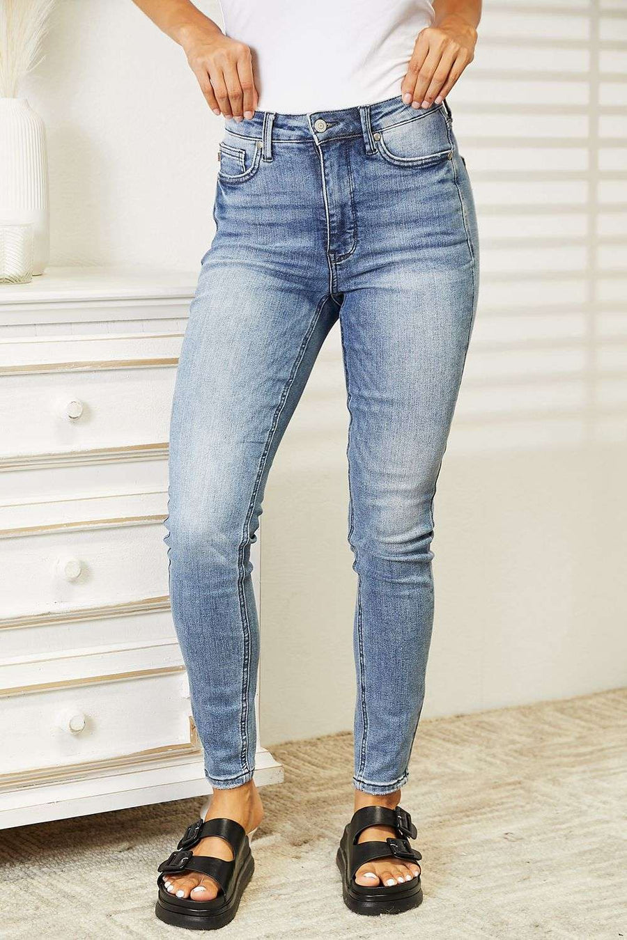 Judy Blue Full Size High Waist Tummy Control Vintage Skinny Jeans - Jeans Junction Online 