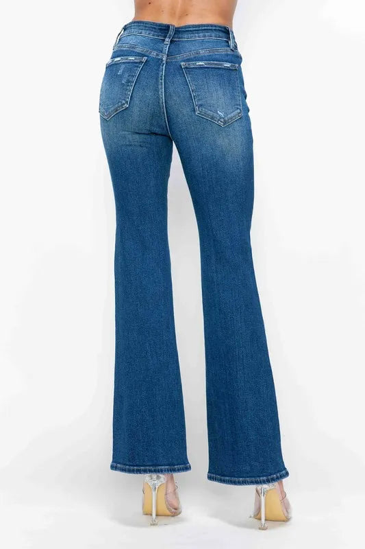 bytos Full Size High Rise Bootcut Jeans with Pockets - Jeans Junction Online