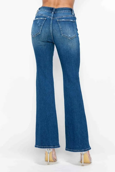 bytos Full Size High Rise Bootcut Jeans with Pockets - Jeans Junction Online