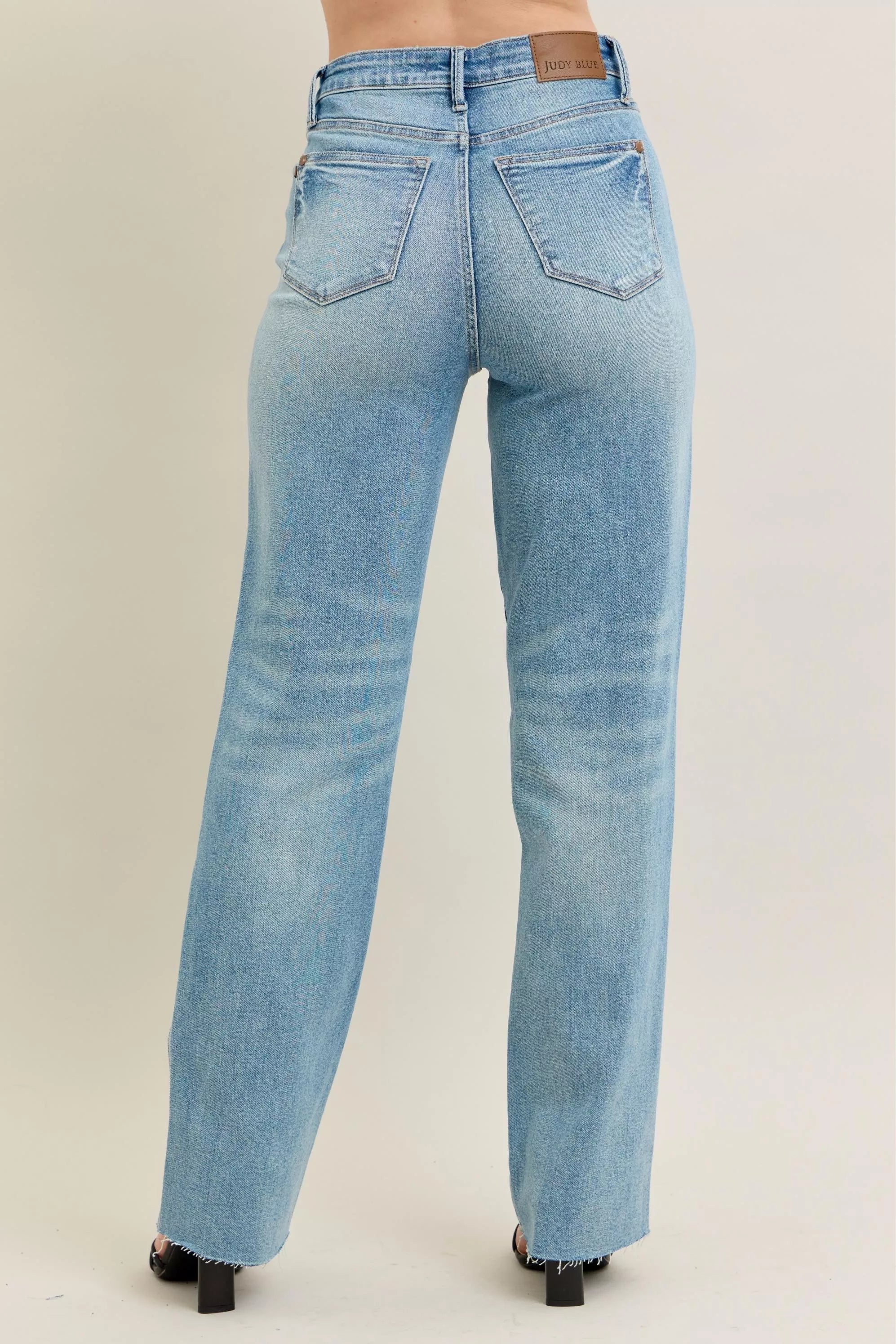 Judy Blue Full Size High Waist Rigid Magic Star Shaped Destroy 90's Straight Jeans Plus Size - Jeans Junction Online