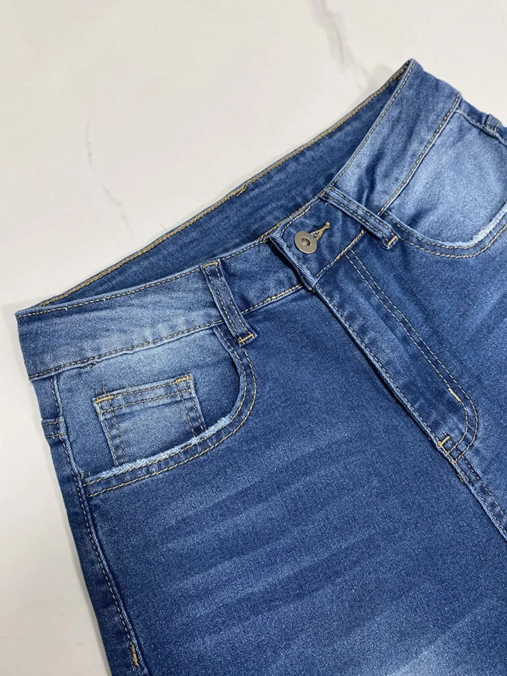 High Rise Rolled Straight Leg Jeans - Jeans Junction Online