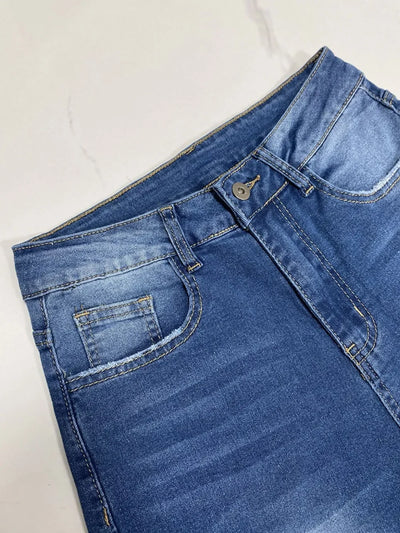 High Rise Rolled Straight Leg Jeans - Jeans Junction Online