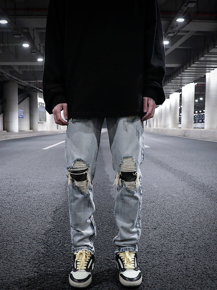 Camouflage Patch Patch Wash Water Distressed Jeans - Jeans Junction Online