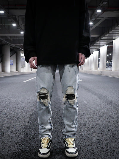 Camouflage Patch Patch Wash Water Distressed Jeans - Jeans Junction Online