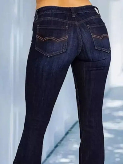 Full Size Wash Flare Jeans with Pockets Plus Size - Jeans Junction Online