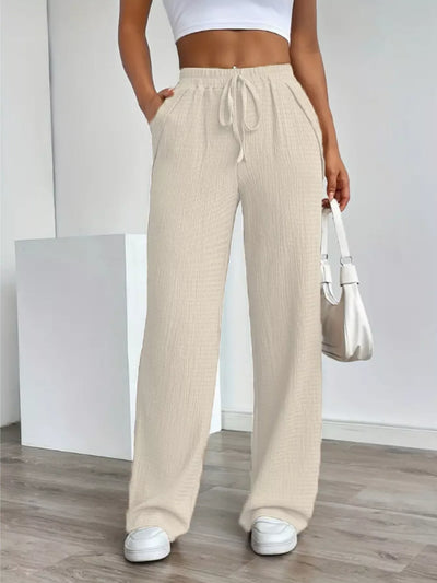 Texture Wide Leg Pants - Jeans Junction Online
