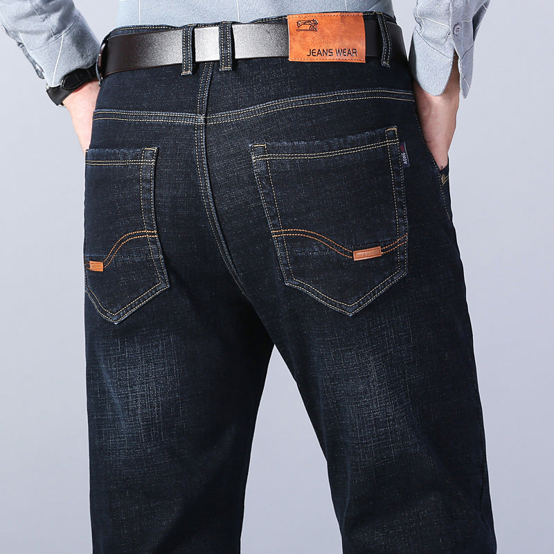 Men's Loose Straight Leg Plus Velvet Thick Warm Jeans - Jeans Junction Online 