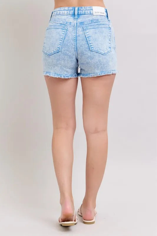 Judy Blue Full Size Mid Rise Garment Dyed Denim Shorts Plus Size - Jeans Junction Online