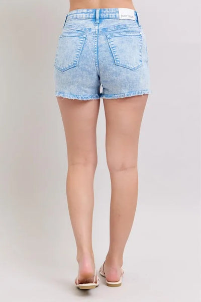 Judy Blue Full Size Mid Rise Garment Dyed Denim Shorts Plus Size - Jeans Junction Online