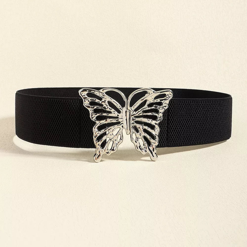 Butterfly Alloy Buckle Elastic Belt - Jeans Junction Online